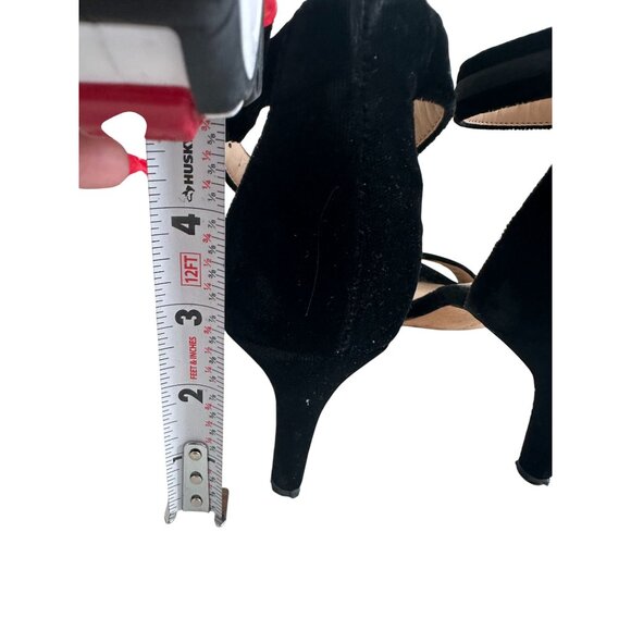 ANTONIO MELANI Black Velvet Ankle Strap Kitten Heels Sandals Size 6 - Picture 9 of 10